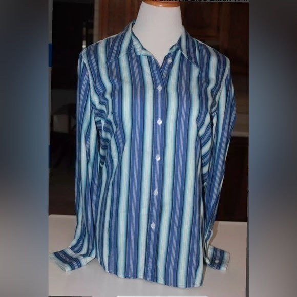 Jones New York Tops - Jones New York Signature Striped Button Front Shirt XL Blue Black White